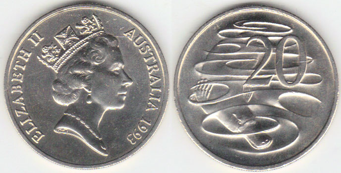 1993 Australia 20 Cents (Platypus) Mint Sets only A002537